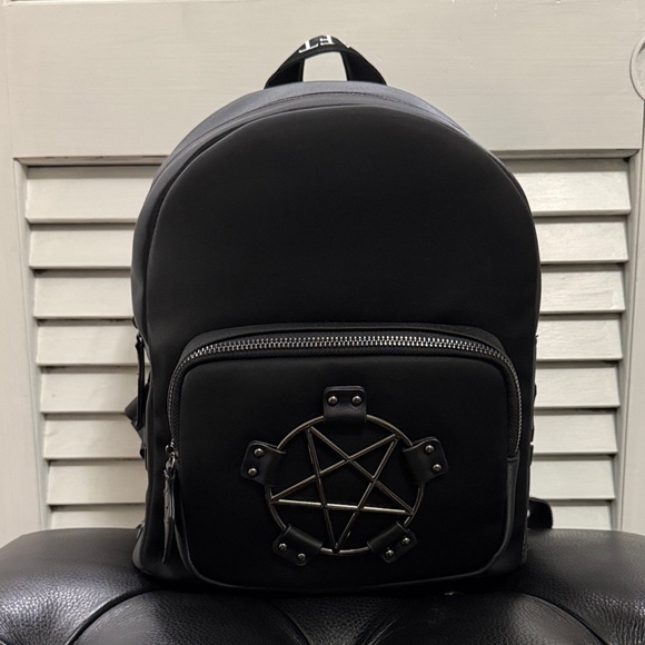 Blackcraft Cult Satin Black Backpack with Pentagram Metal Design - Picture 2 of 8
